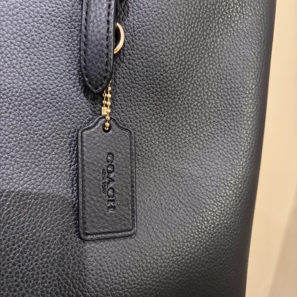 Coach Mollie Black and Red Leather Tote with Gold Accents & Key Chain - Picture 4 of 14